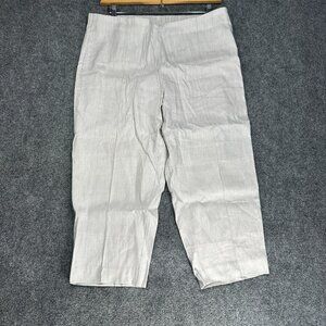 J Jill Linen Stretch Pants Womens Large Petite Beige Crop Pockets Pull On